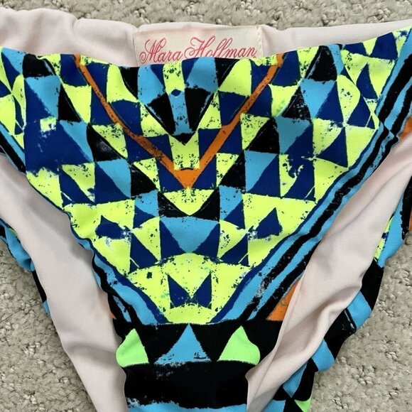 NEW Mara Hoffman Geometric Print Green Bikini Bottoms Women’s Size Small - Picture 2 of 6